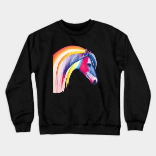 Stunning Rainbow Horse on Teal Crewneck Sweatshirt